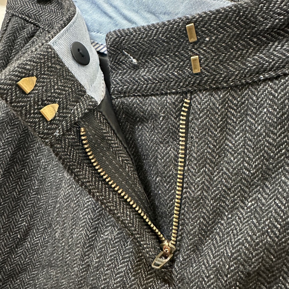 Land's End Canvas 1963 Woven Wool Short Shorts Herringbone Gray Size 4 Academia - Picture 7 of 10